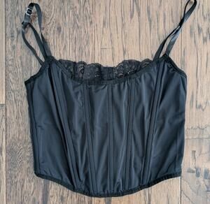 Edit by Nine Black Satin Corset Top